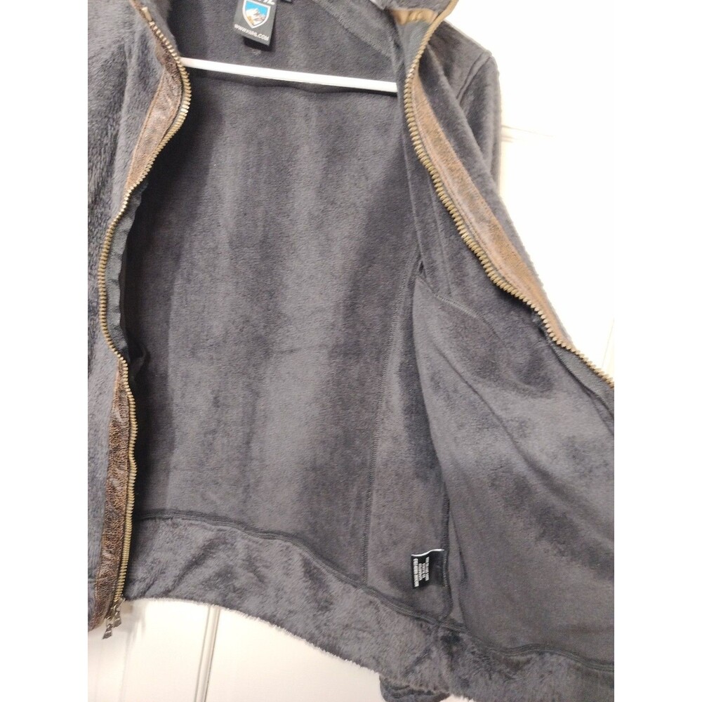 Kuhl Women’s Born In The Mountains Full Zip Gray Fleece Jacket Brown Trim SZ L - Picture 13 of 13